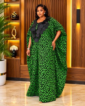 Green African Ankara Maxi Dress with sequins, Joann Fashion