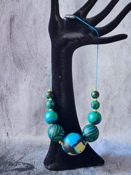 YEMOJA LOG MPOO necklace in WAX fabric-loincloth beads