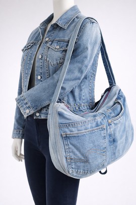Recycled denim shoulder bag