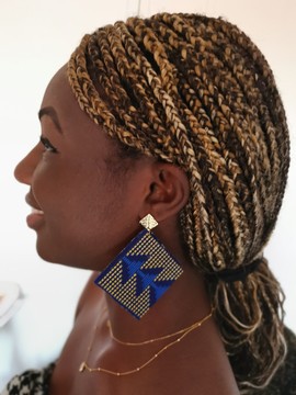 Diamond blue wax earrings