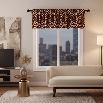 Mixed Brown Kuba Curtain Valance | African Window Styling | Bynelo