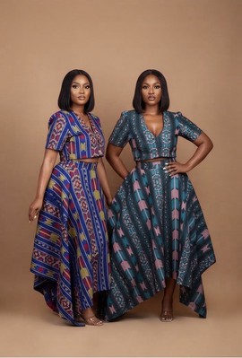Ensemble asymétrique deux pièces à motifs