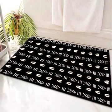 Black and White Bath Mat Cowrie Rectangle Bathroom Rug (LARGER SIZES AVAILABLE)
