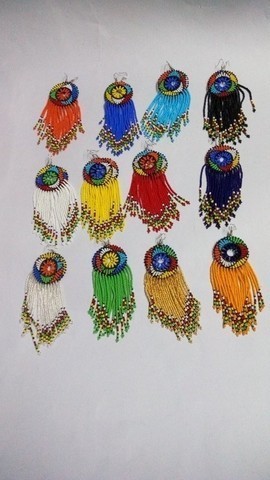African Beaded Tassel earrings, Fringe earrings, Elegant earrings, Colorful earrings, Boho earrings