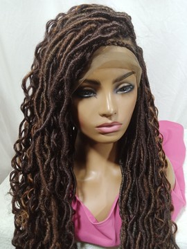 Perruque tresses 30 pouces, faux locs, cheveux bruns