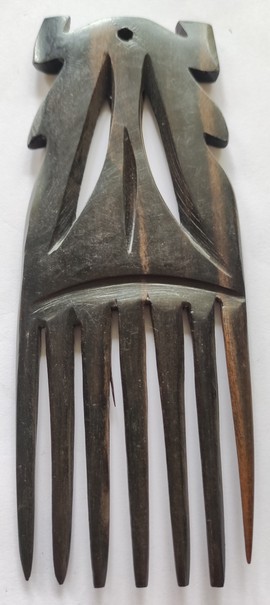 Carved wooden afro comb - hair accessory