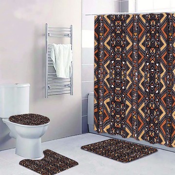 (4 Piece) - African Traditional Bathroom Set Mud Cloth Print (MORE SIZES AVAILABLE)