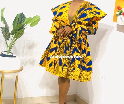 Short Ankara dress,  African womens clothing, African midi dress