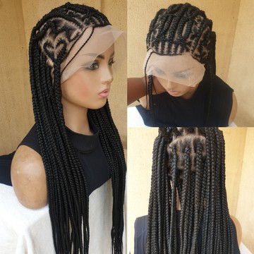 40 inches  half updo feedin  cornrows wig