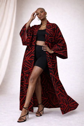long kimono in bogolan african wax