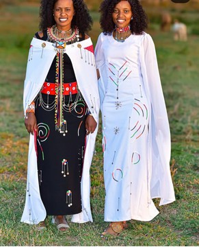 Beaded Maasai dress with a matching shawl