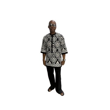 Black and White Ankara Cotton Shirt