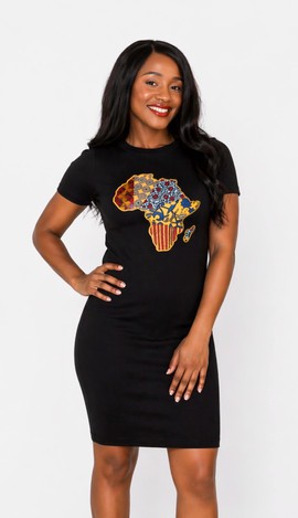 Bodycon dress - "Africa Map" (Black)