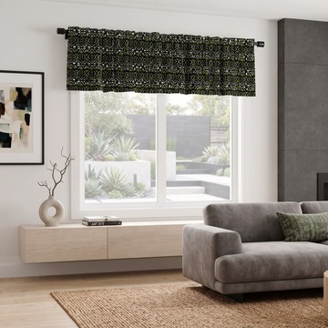 Ethnic Pattern Mudcloth Curtain Valance Green | African Bogolan Window Treatment | Bynelo