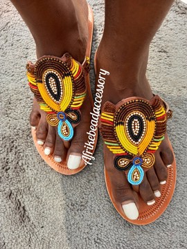 masai sandals/ beaded sandals/ leather sandals/ kenyan sandals/ female sandals