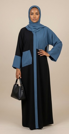 Two Tone colourblock open Abaya
