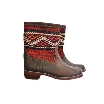 BIG SALE! Genuine leather boots with Kilim Handmade by Cuiroma craftsmen in Morocco