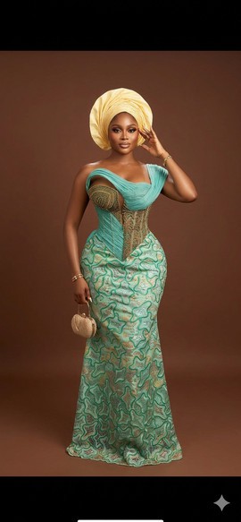 Women's Asymmetric Draped Corset Lace Gown
