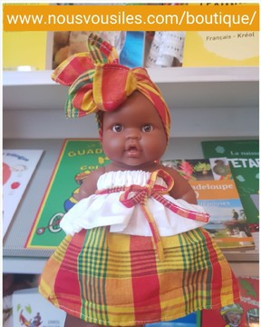 ROSY COLIBRI MADRAS N°3 (BLACK DOLL H 21 CM)