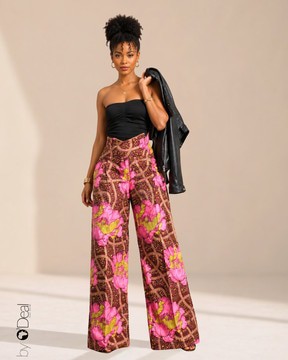 Pantalon large taille haute premium wax