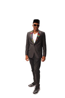 Black Suit with a touch of Ankara, African Print Suit, African Clothing