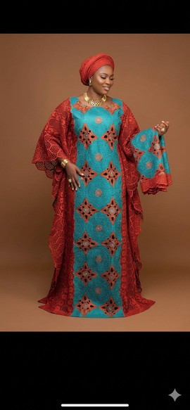 Patterned Lace Boubou Gown