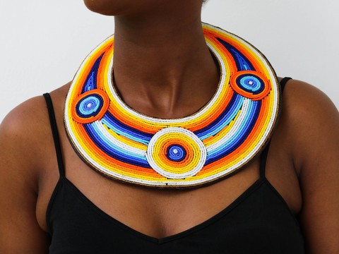Collier en cuir africain, collier ras du cou en perles, tour de cou en perles Maasai, collier Tribal