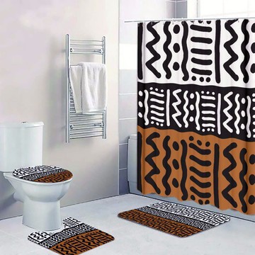 (4 Piece) - Kuba Pattern Traditional Bathroom Sets Multicolor  (MORE SIZES AVAILABLE)