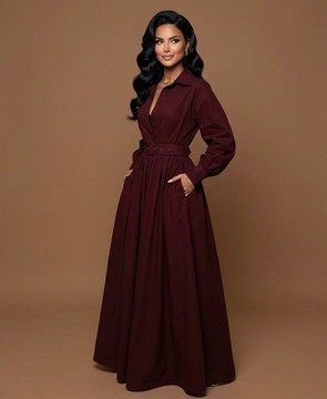 Robe chemise longue ceinturée ou robe longue trapèze boutonnée
