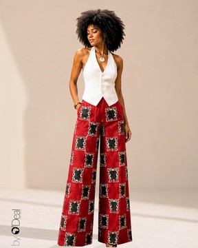 Pantalon taille haute en wax premium