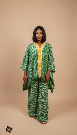 The Emerald &amp; yellow Kimono Two-Piece Set