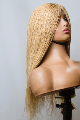 613 Blonde Micro Twist sur fermeture 2x4, Perruque en une partie 20 pouces