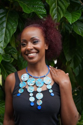 PRECIOUS19-01: NECKLACE + BO / BLUE MIX SET