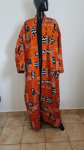 kimono long en wax africain bogolan
