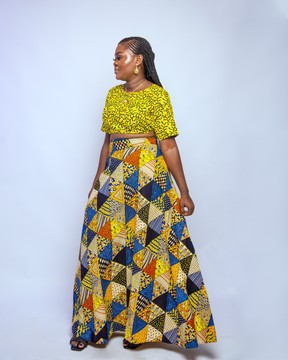 Ankara Crop Top and a maxi long Skirt | Ankara top and Skirt| Gifts For Her| Church Dress