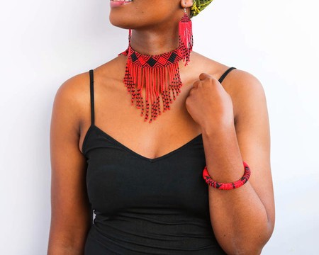 African Beaded jewelry, Zulu jewelry, Beaded choker jewelry, Elegant earrings, Boho earrings