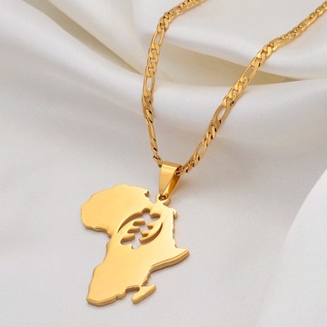 Gold color  african map necklace
