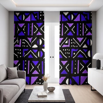 African Blackout Curtain Bogolan Print (Two-Piece) LARGER SIZES AVAILABLE