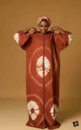 Terracotta Adire Balloon-Sleeve Buba