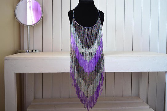 African Beaded Fringe Necklace | Handmade jewelry | Romantic tribal Necklace