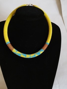 African Zulu beaded necklace, Blue rope necklace, Her christmas gift, Tribal necklace