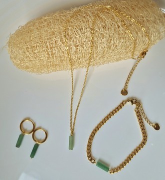 Parures Aventurine💚 collier, bracelet et boucles d'oreilles/ en pierre naturelle / Madagascar
