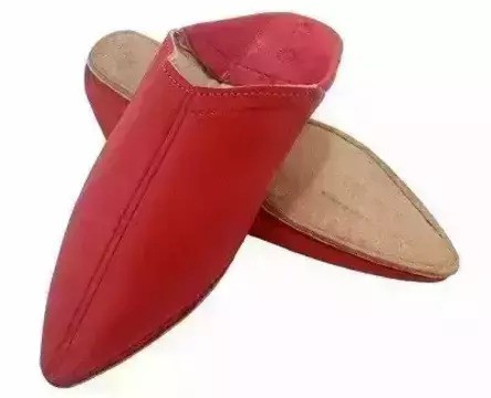 Handmade red original leather slippers for men