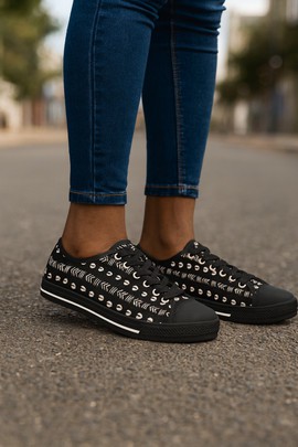 Tribal Sneakers | Cowrie African Print Shoe | Womens Low Canvas