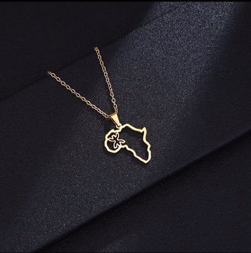 Collier carte africaine plaqué or 18 carats