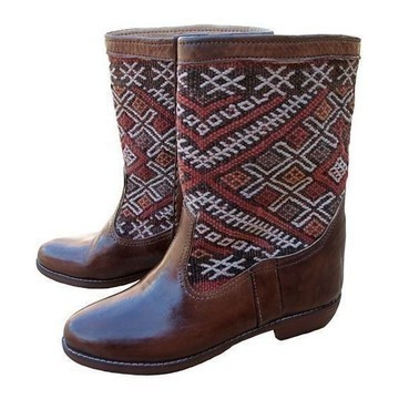 BIG SALE! Genuine leather boots with Kilim Handmade by Cuiroma craftsmen in Morocco