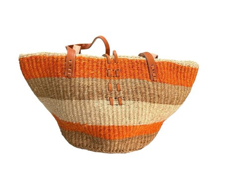 Sisal Handwoven tote bag with zipper and lining