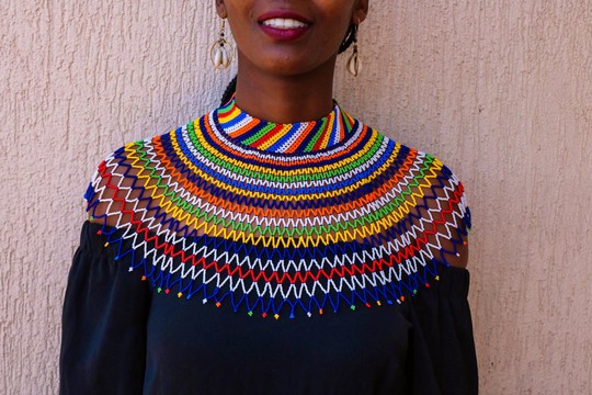 African wedding necklace, Beaded shawl necklace, Zulu necklace, Gift for her, Bridesmaid gift