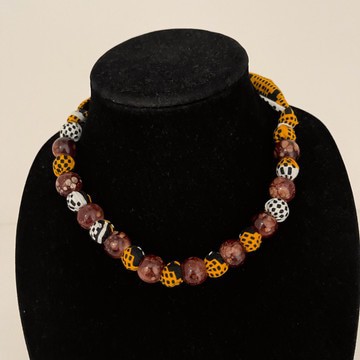 African Print Ankara Handmade Layered Necklace, Earring, and Bracelet Jewelry Set