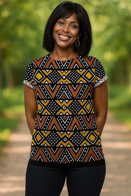 T-shirt pour femme à imprimé bogolan africain unique